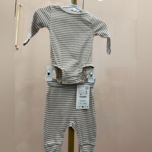 Zara Kids Striped Matching Set - Black and Cream